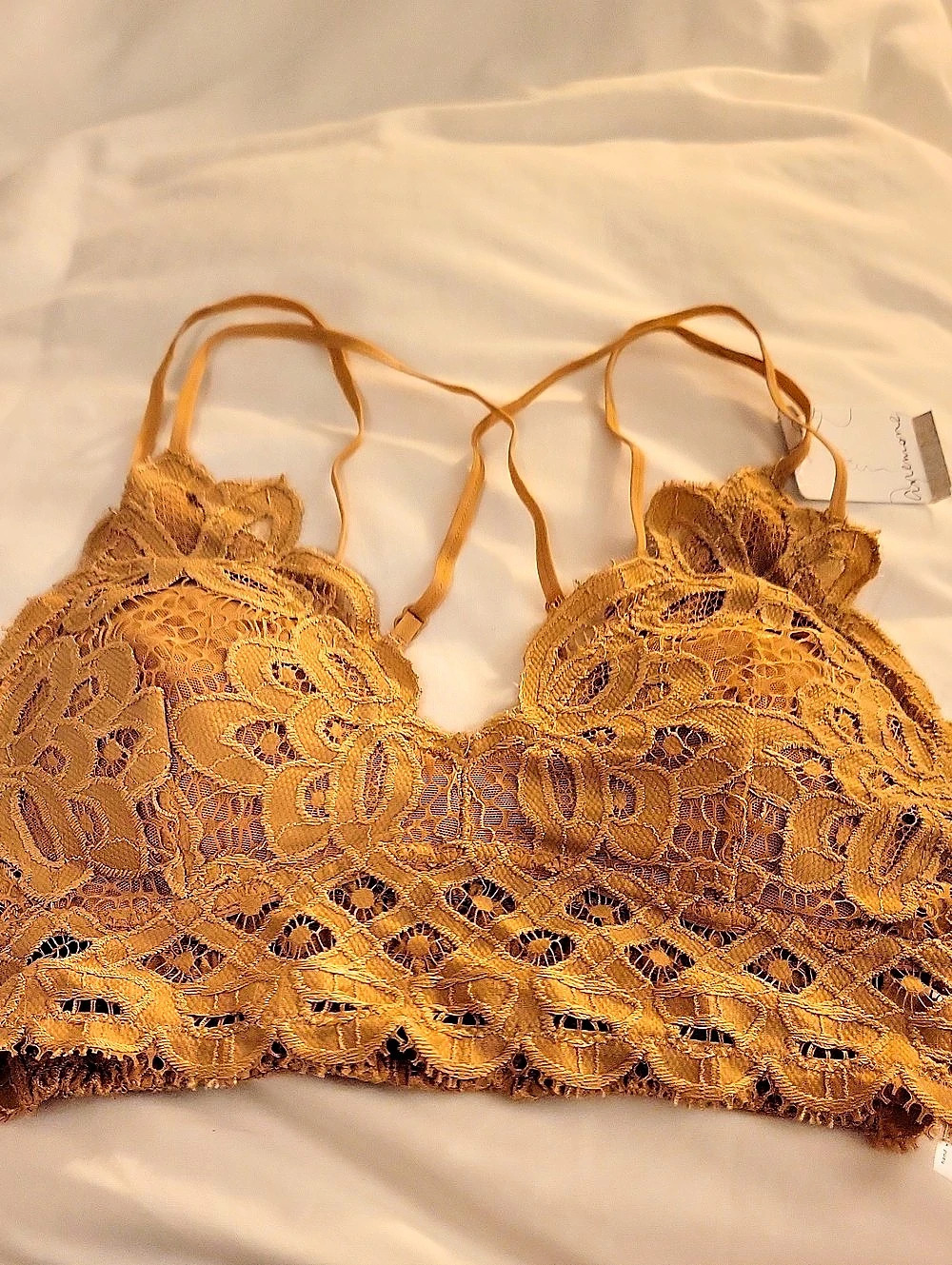 anemone Floral Lace Bralette Gold Small